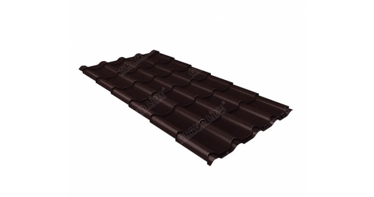 Металлочерепица камея 0,5 Rooftop Бархат  RAL 8017 шоколад