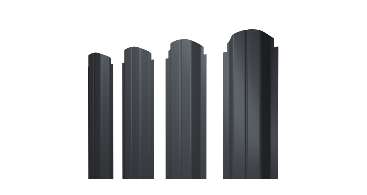 Штакетник П-образный А фигурный 0,5 Rooftop Бархат RAL 7024 мокрый асфальт