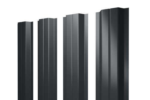 Штакетник П-образный А с прямым резом 0,5 Satin RAL 7016 антрацитово-серый