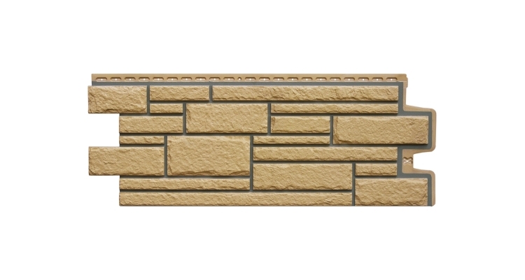 Фасадная панель GL Камелот Design песочный со швом RAL 7006