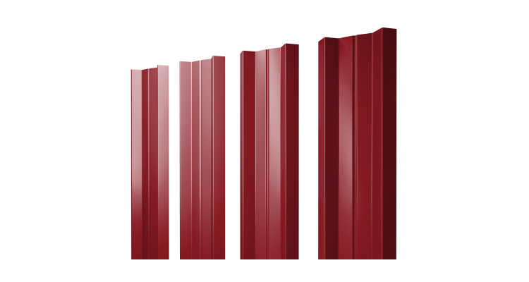 Штакетник М-образный A с прямым резом 0.45 PE RAL 3003 рубиново-красный