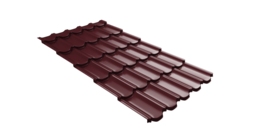 Металлочерепица  квинта плюс Grand Line c 3D резом 0,45 Drap TX RAL 3005 красное вино