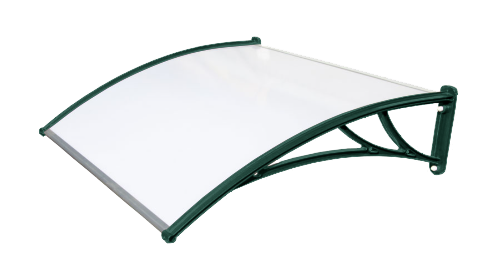 Козырек Krovent из поликарбоната 1500х930х280 молочный (зеленый кронштейн)