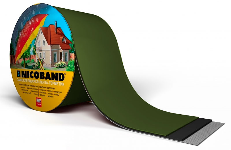 Лента герметизирующая Технониколь Nicoband самоклеящаяся 10мх15см, зеленая